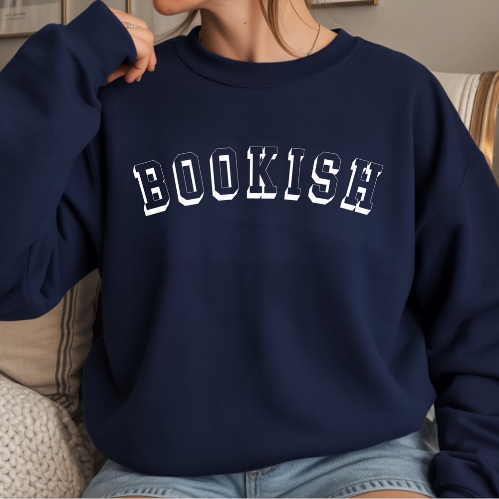 Gildan Navy Blue 'Bookish' Crew Neck Sweater